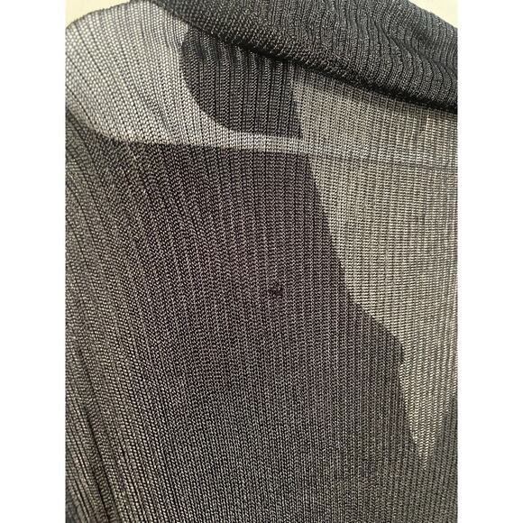 Free People Black Sheer Ribbed Slinky Button Down Long Sleeve Top - Picture 8 of 12